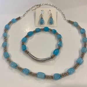 Gorgeous handcrafted aqua stone set!